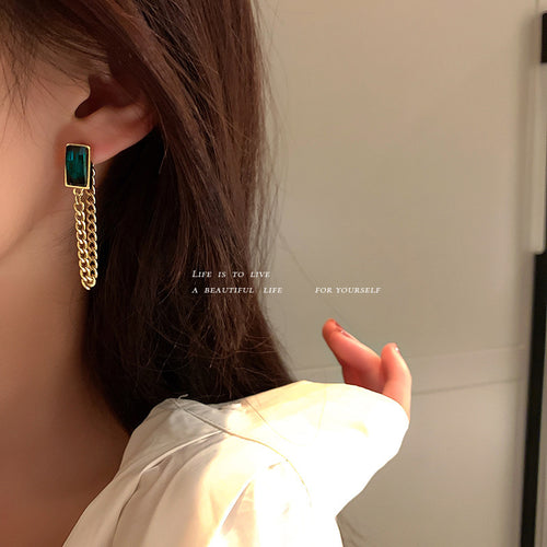 Front product view of mixed gold tone pearl chain flower hoop earrings eleven styles