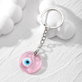 Silver Tone Round Glass Evil Eye Split Ring Keychains in Seven Colors view 9