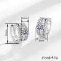 White Gold Huggie Hoop Earrings Round Center Clear Stones view 4