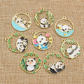 Round Enamel Panda Metal Charms in Nine Illustrated Designs view 3