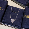 Silver Pave Crystal Triangle Stud Earrings Pendant Necklace view 7