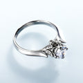 Silver-Tone Four-Prong CZ Leaf Shoulder Ring in Brass, Five Sizes view 4