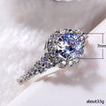Silver Round Clear CZ Halo Pavé Shoulder Band Ring view 5