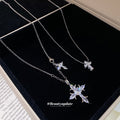 Silver Tone Layered Floral Pendant Necklace in Two Designs view 2