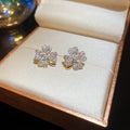 Pave Crystal Four Leaf Clover Stud Statement Earrings view 6