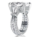 Silver Tone Oversized Emerald Cut Crystal Ring Jewelry view 2