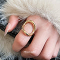 Geometric Irregular Open Band Metal Rings Silver and Gold view 3