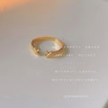 Gold Open Adjustable Ring Rope Band Dual Cross Ends view 1