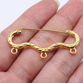 Wavy Triple Loop Safety Brooch Pins in Three Metal Finishes view 1