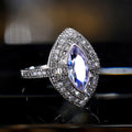 Marquise Clear Crystal Double Halo Ring in Silver Tone view 3