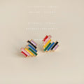 Gold Tone Rainbow Stripe Geometric Stud Earrings For Women view 2
