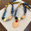 Printed Fabric Bead Statement Necklace With Optional Heart view 2
