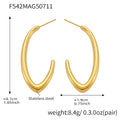 Geometric C Stud Earrings Double Line and Solid Gold Steel view 9