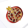 Red Enamel Pomegranate Brooch with Faceted Seed Details view 3