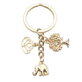 Gold-Tone Elephant Keychain With Lotus And Tree Charms view 5