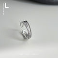 Silver Open Multi Band Ring Beaded Row Pavé Clear Stones view 6