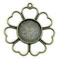 Antique Bronze Metal Flower Frame Round Bezel Tray For Jewelry Making view 4