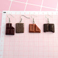 Miniature Chocolate Bar Resin Hook Earrings in Six Designs view 4