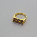 Gold Tone Double-Row Multicolor Crystal Rectangular Open Ring view 1