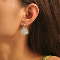 Textured Sunflower Drop Earrings Gold Or Steel Finish view 3