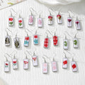 White Rectangular Pressed Flower Drop Earrings in Twelve Designs view 1