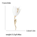 Enamel Tulip Brooch White Red Pink Yellow Gold Stem view 4
