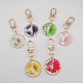 Gold Tone Round Pressed Daisy Resin Clip Keychains view 2