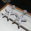Crystal Starfish Dangle Stud Earrings in Two Colors view 7