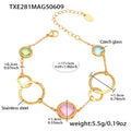 Gold Circle Link Bracelet With Faceted Czech Glass Stones view 11