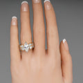 Marquise Clear Solitaire Round Stone Triple-Row Ring Gold Tone view 4