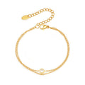 Double Layer Chain Single Zircon Station Bracelet Gold Steel view 5
