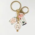 Gold Tone Travel Tag and Globe Split-Ring Keychains in Three Designs view 4