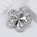Black White Flower Crystal Metal Brooch Pin 4.9 x 5 cm view 4