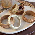 Woven Rattan Open Bangles Brown Natural Cane 4 Styles view 3