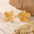 Hammered Flower Stud Earrings Five Petal Titanium Steel Pair view 2