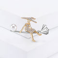 Crystal Girl on Broom Brooch in Four Gold and Silver Finishes view 6