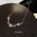 Gold Flower Leaf Vine Necklace Crystal Centers Lobster Clasp view 4