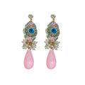 Colorful Petal Crystal Tassel Drop Statement Earrings view 5