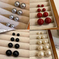 Round Pearl Look Stud Earrings in 26 Color and Size Options view 1