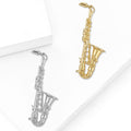 Saxophone Brooch in Polished Metal for Jackets and Scarves view 2