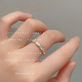 Gold-Tone Open Adjustable Clear Baguette CZ Band Ring view 4