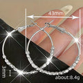 Faceted Cube Bead Large Hoop Earrings White Gold Yellow Gold view 4