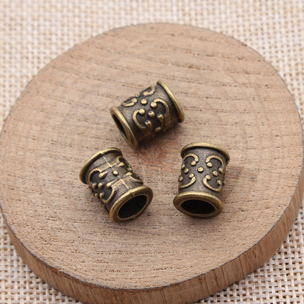 13x10x10mm 2.3g Multicolor Zinc Alloy Pitted Tube Large Hole Spacer Beads for Handmade Jewelry Making