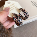 Brown Leopard Wide Hoop Earrings in Dark and Light Patterns view 6