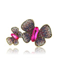 Double Butterfly Brooch In Metal With Two Graduated Butterflies With Glittering Wings view 5