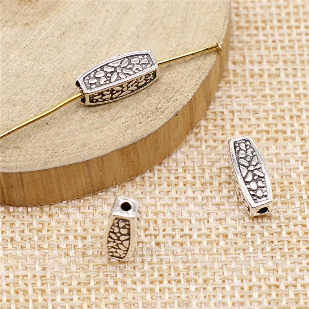 5x13mm 1.3g Multicolor Zinc Alloy Carved Bar Loose Metal Beads for Bracelet Necklace DIY Jewelry Making