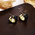 Red and Black Chunky Square Open C Hoop Stud Earrings view 7