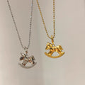 Rocking Horse Pendant Necklace in Gold and Silver Tones view 1
