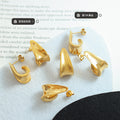 Abstract J Shape Sculptural Stud Earrings Gold Steel view 2