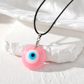 Round Resin Evil Eye Pendant Necklaces on Black Cords view 9